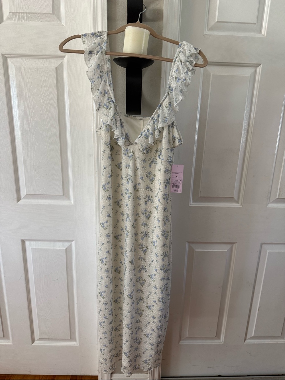 wild fable Cream Maxi Dress with Blue Floral Print